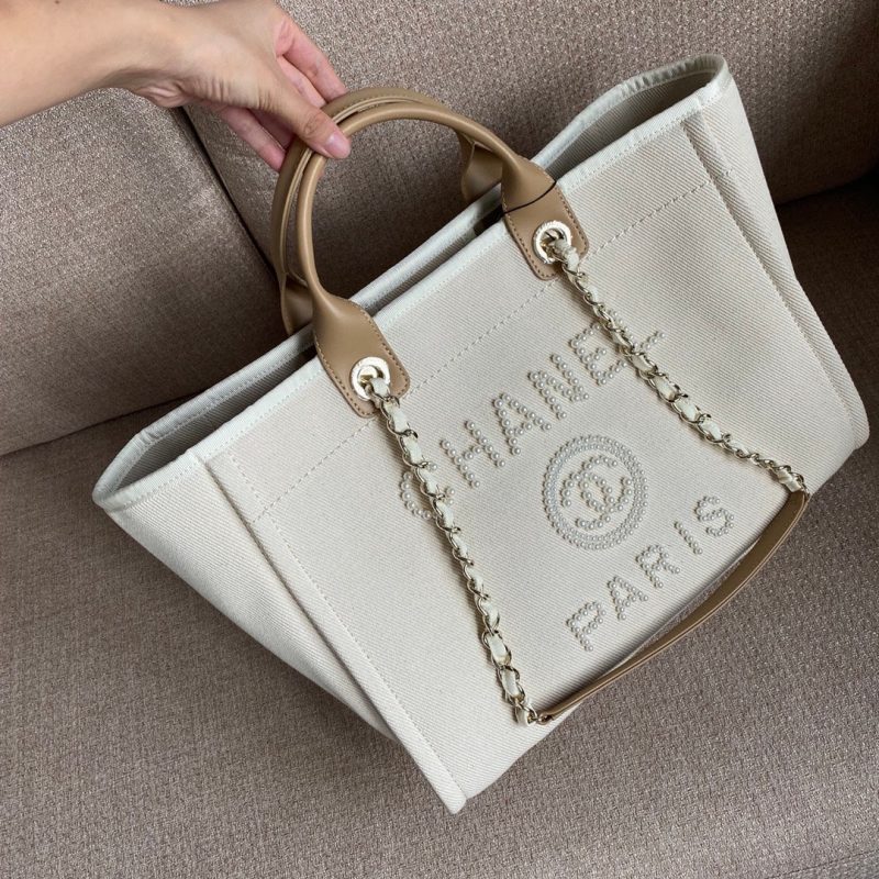 CHL Deauville Tote Tweed Bag Summer Collection White For Women 15.7in/40cm - Image 5