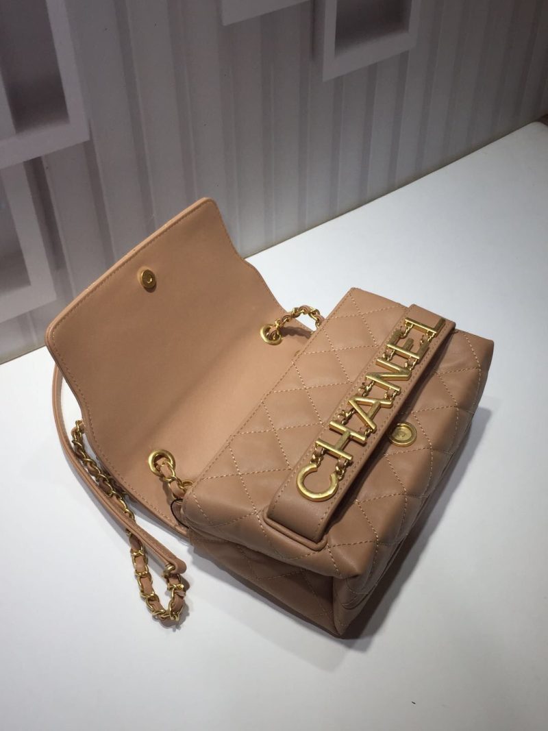 CHLFront Logo Small Flap Bag Gold Hardware Apricot For Women, Women’s Handbags, Shoulder Bags 8.2in/21cm AS1490 - Image 5