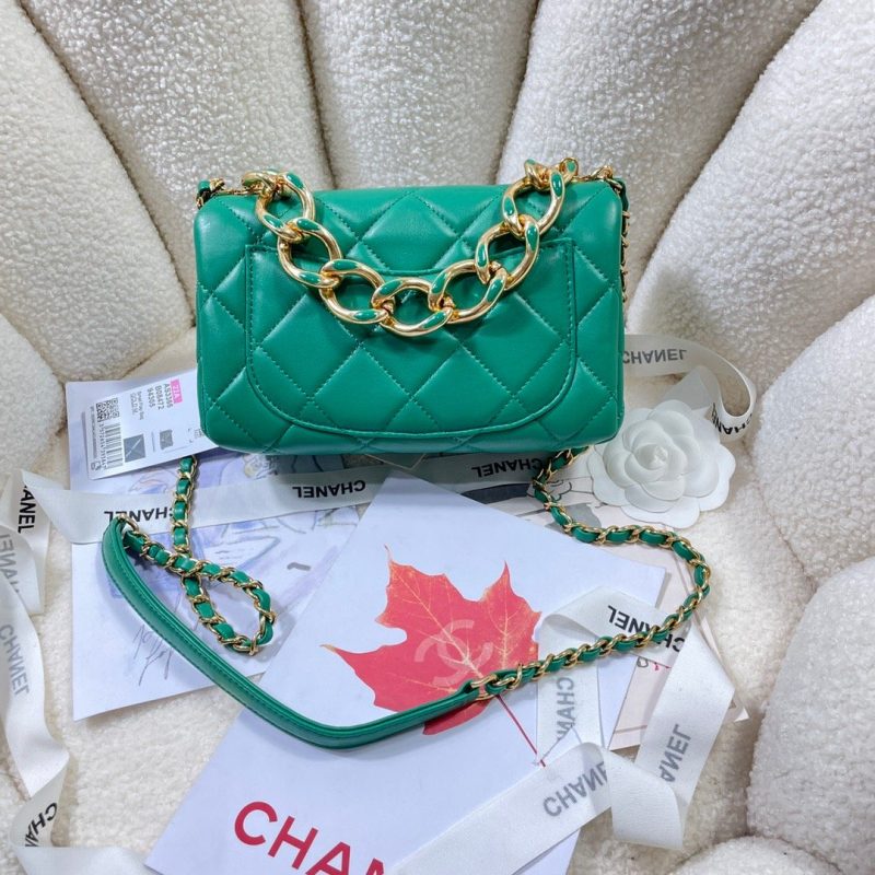 CHL Flap Bag Gold Hardware Green For Women, Women’s Handbags, Shoulder Bags 7.9in/20cm AS3366 - Image 6