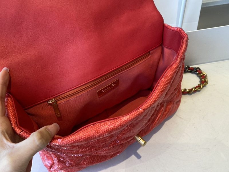 CHL 19 Flap Bag Gold Hardware Red For Women, Women’s Handbags, Shoulder Bags 10.2in/26cm AS1160 - Image 8