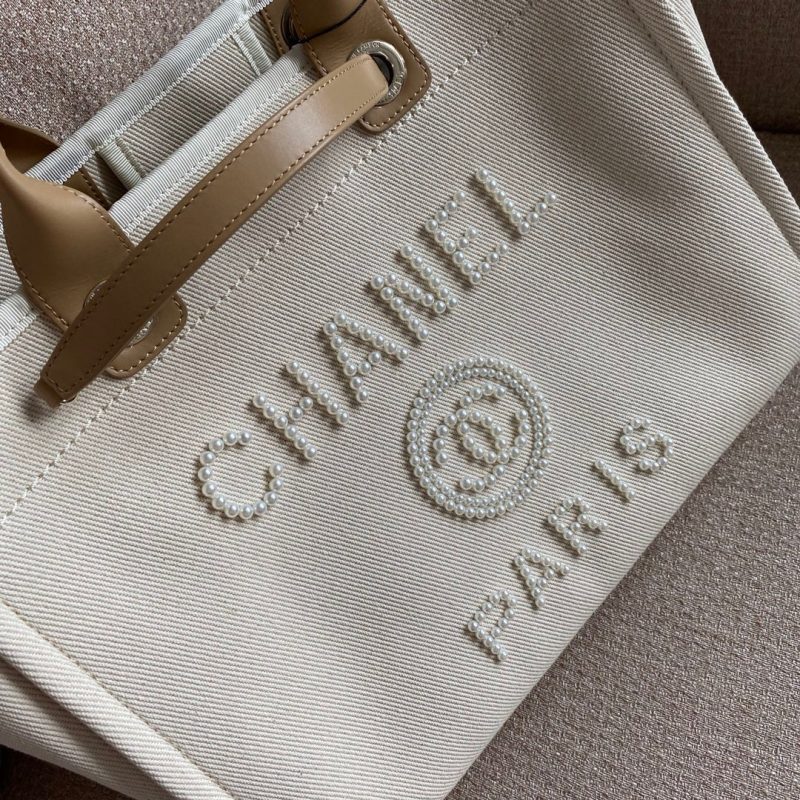 CHL Deauville Tote Tweed Bag Summer Collection White For Women 15.7in/40cm - Image 2