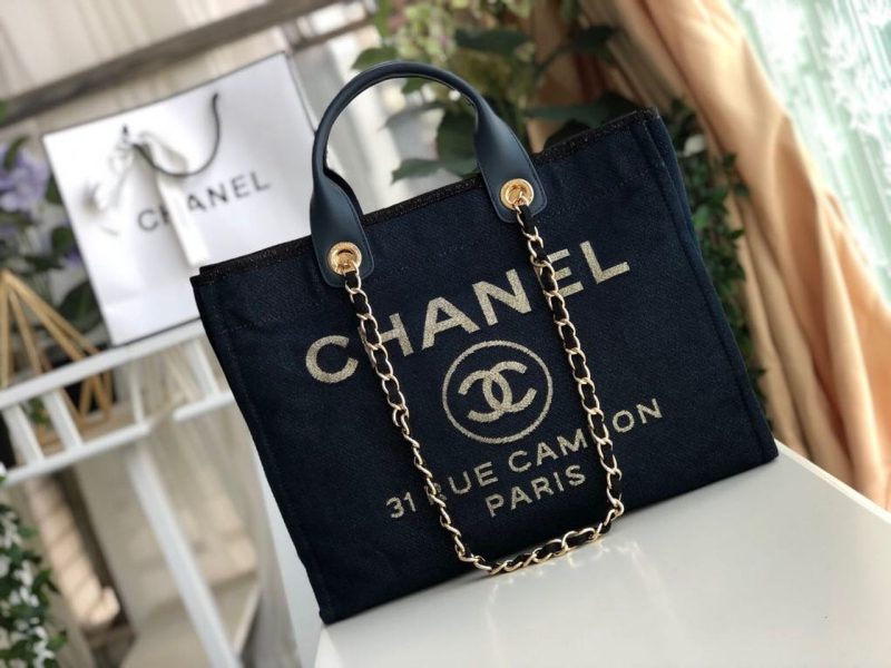 CHL Deauville Tote Canvas Bag Dark Blue For Women 14.9in/38cm - Image 2