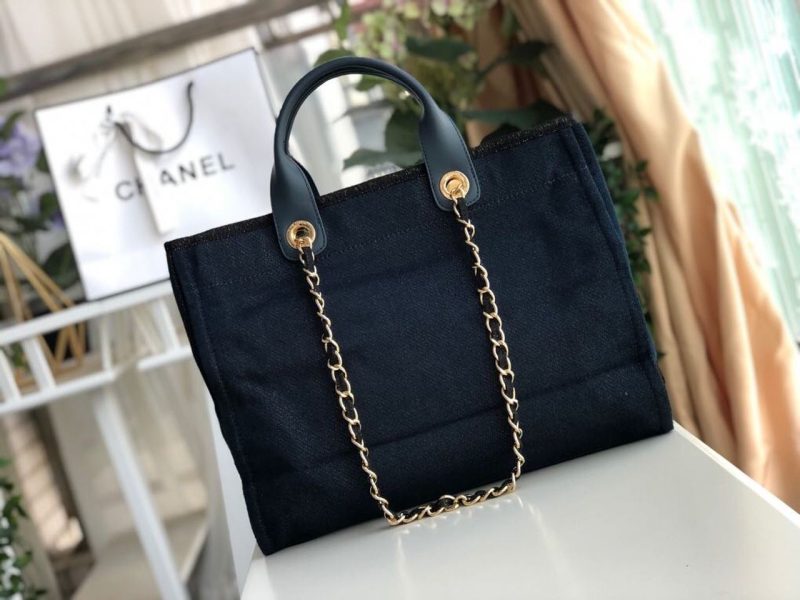 CHL Deauville Tote Canvas Bag Dark Blue For Women 14.9in/38cm - Image 7