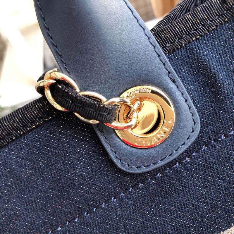 CHL Deauville Tote Canvas Bag Dark Blue For Women 14.9in/38cm - Image 8