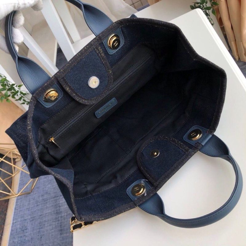 CHL Deauville Tote Canvas Bag Dark Blue For Women 14.9in/38cm - Image 9