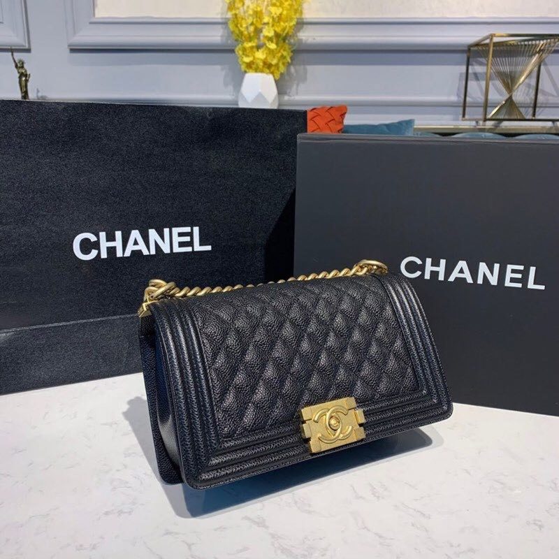 CHL Boy Handbag Gold Toned Hardware Black For Women, Women’s Bags, Shoulder And Crossbody Bags 9.8in/25cm A67086 - Image 3