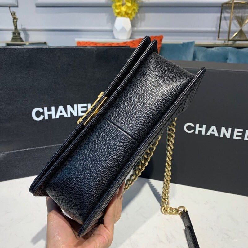 CHL Boy Handbag Gold Toned Hardware Black For Women, Women’s Bags, Shoulder And Crossbody Bags 9.8in/25cm A67086 - Image 4
