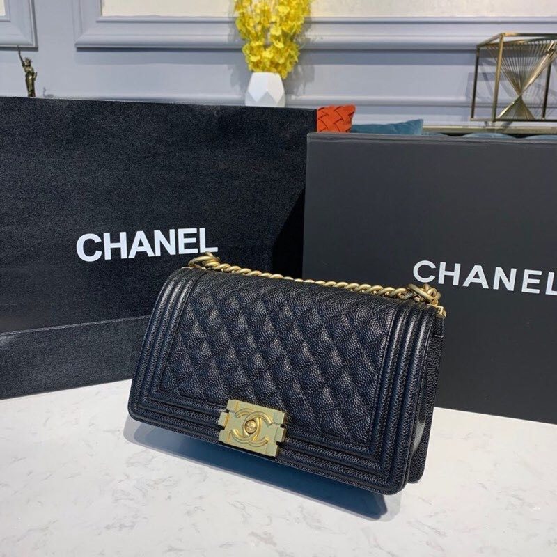 CHL Boy Handbag Gold Toned Hardware Black For Women, Women’s Bags, Shoulder And Crossbody Bags 9.8in/25cm A67086 - Image 7