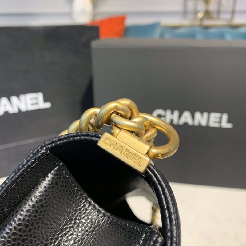 CHL Boy Handbag Gold Toned Hardware Black For Women, Women’s Bags, Shoulder And Crossbody Bags 9.8in/25cm A67086 - Image 9