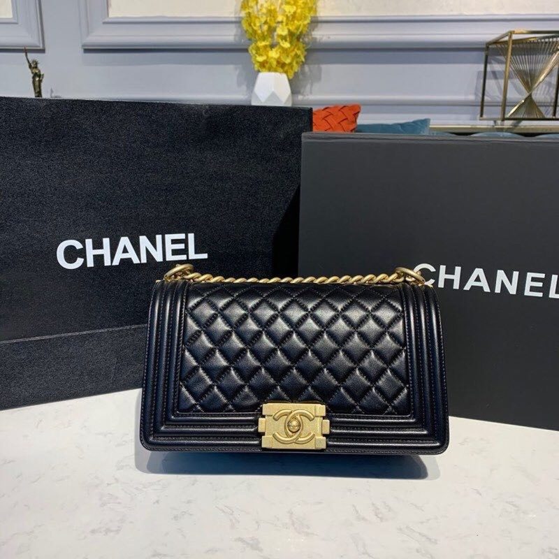 CHL Boy Handbag Gold Toned Hardware Black For Women, Women’s Bags, Shoulder And Crossbody Bags 9.8in/25cm A67086 - Image 2