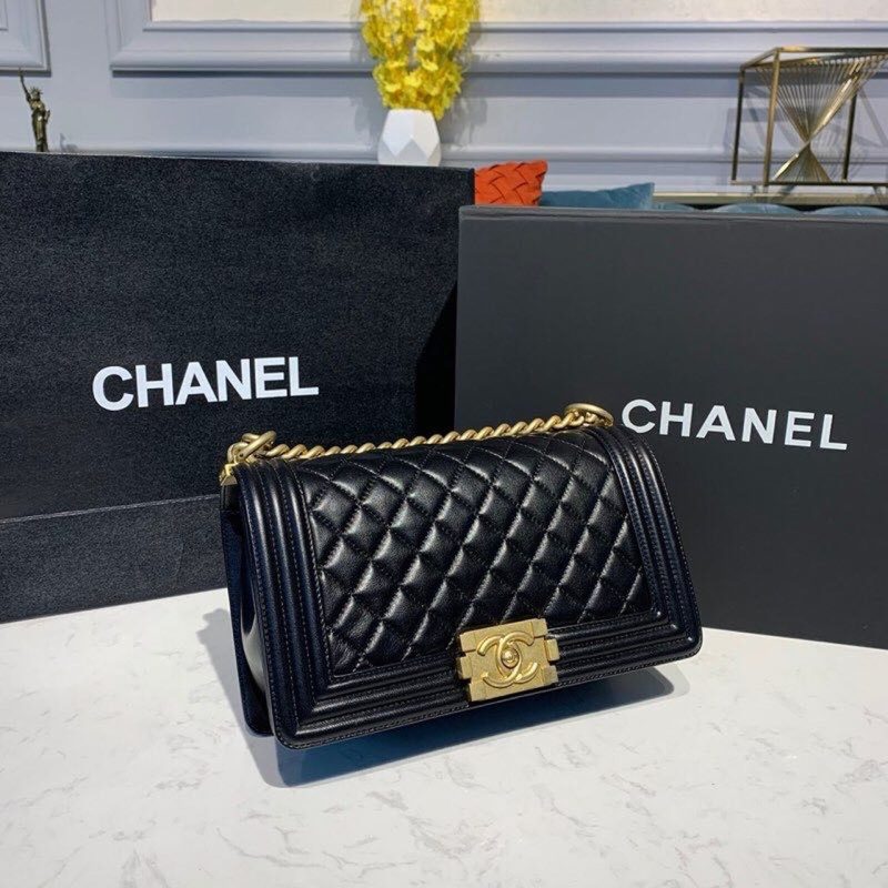 CHL Boy Handbag Gold Toned Hardware Black For Women, Women’s Bags, Shoulder And Crossbody Bags 9.8in/25cm A67086 - Image 3