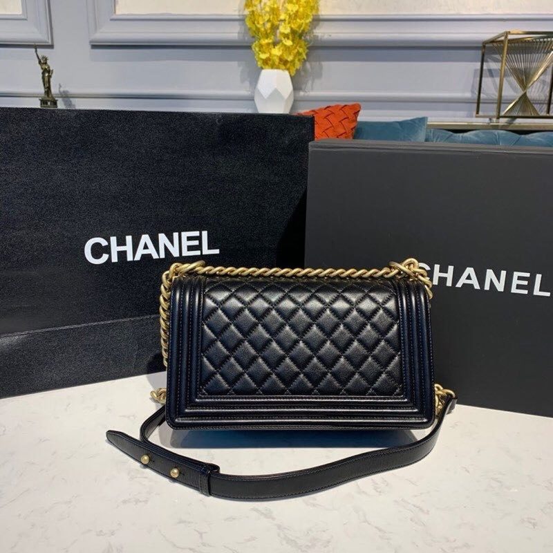CHL Boy Handbag Gold Toned Hardware Black For Women, Women’s Bags, Shoulder And Crossbody Bags 9.8in/25cm A67086 - Image 5