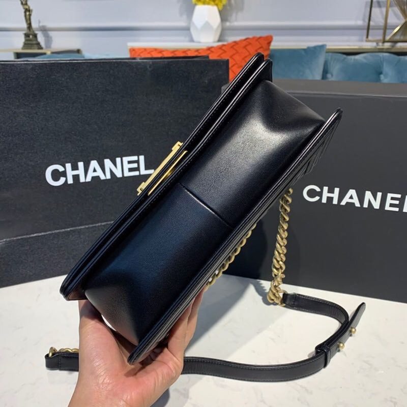 CHL Boy Handbag Gold Toned Hardware Black For Women, Women’s Bags, Shoulder And Crossbody Bags 9.8in/25cm A67086 - Image 6