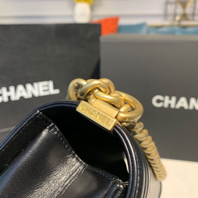 CHL Boy Handbag Gold Toned Hardware Black For Women, Women’s Bags, Shoulder And Crossbody Bags 9.8in/25cm A67086 - Image 9