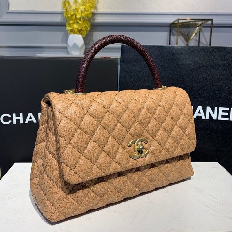 CHLLarge Flap Bag With Top Handle Light Brown For Women, Women’s Handbags, Shoulder And Crossbody Bags 11in/28cm A92991 - Image 4