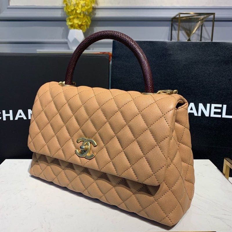 CHLLarge Flap Bag With Top Handle Light Brown For Women, Women’s Handbags, Shoulder And Crossbody Bags 11in/28cm A92991 - Image 3