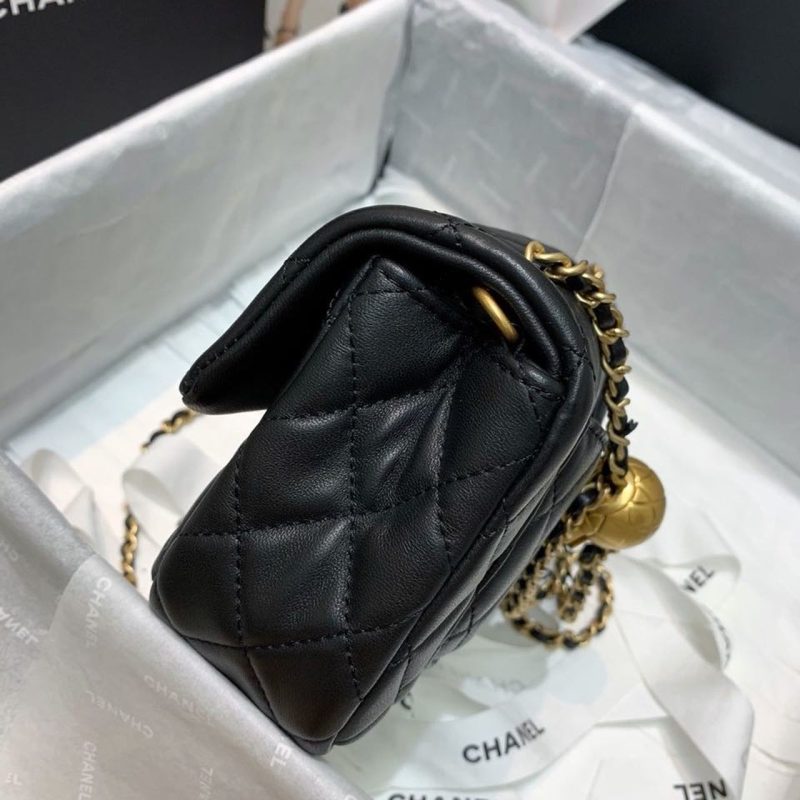 CHLFlap Bag With CHLBall On Strap Black For Women, Women’s Handbags, Shoulder And Crossbody Bags 7.8in/20cm AS1787 - Image 5