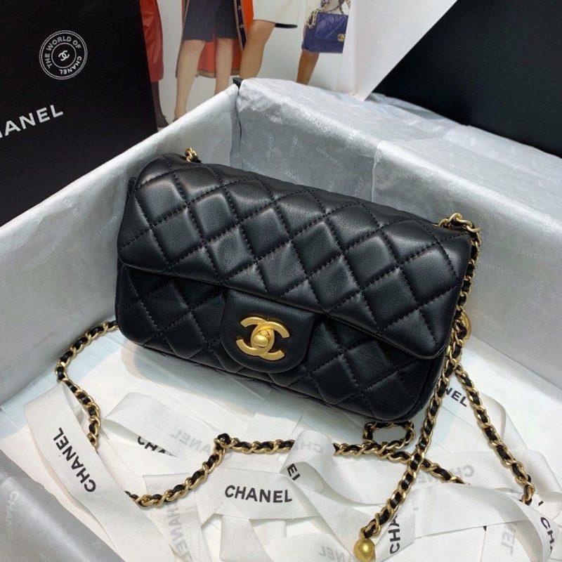 CHLFlap Bag With CHLBall On Strap Black For Women, Women’s Handbags, Shoulder And Crossbody Bags 7.8in/20cm AS1787 - Image 3