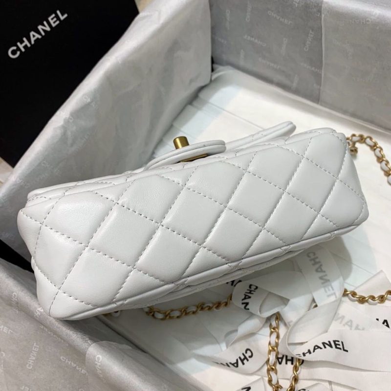 CHLFlap Bag With CHLBall On Strap White For Women, Women’s Handbags, Shoulder And Crossbody Bags 7.8in/20cm AS1787 - Image 4