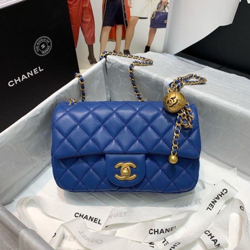 CHLFlap Bag With CHLBall On Strap Blue For Women, Women’s Handbags, Shoulder And Crossbody Bags 7.8in/20cm AS1787 - Image 2