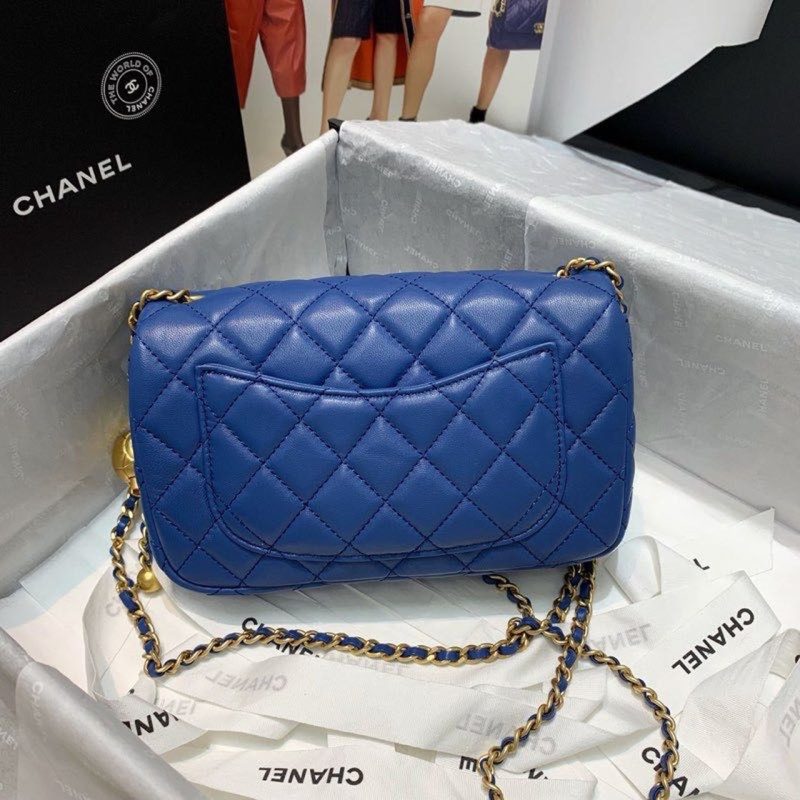 CHLFlap Bag With CHLBall On Strap Blue For Women, Women’s Handbags, Shoulder And Crossbody Bags 7.8in/20cm AS1787 - Image 3