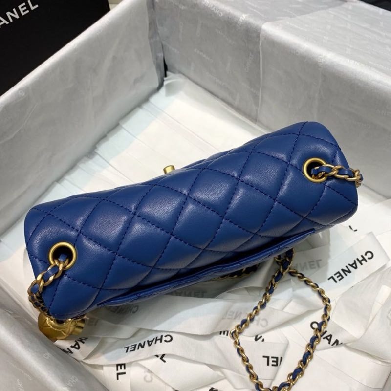 CHLFlap Bag With CHLBall On Strap Blue For Women, Women’s Handbags, Shoulder And Crossbody Bags 7.8in/20cm AS1787 - Image 4