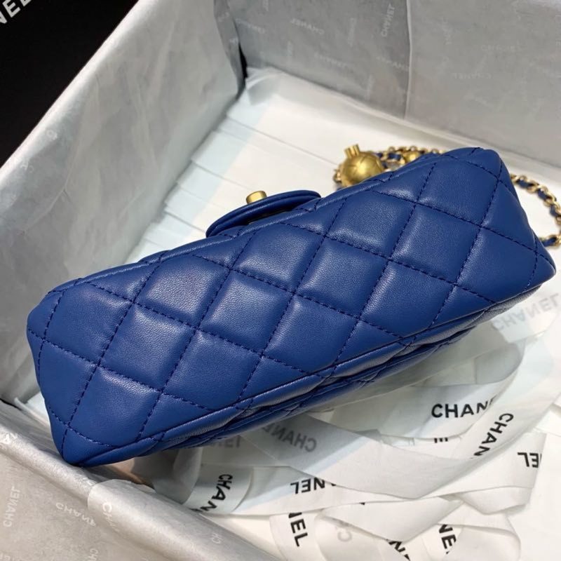 CHLFlap Bag With CHLBall On Strap Blue For Women, Women’s Handbags, Shoulder And Crossbody Bags 7.8in/20cm AS1787 - Image 8