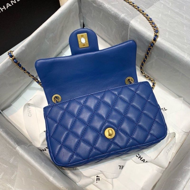 CHLFlap Bag With CHLBall On Strap Blue For Women, Women’s Handbags, Shoulder And Crossbody Bags 7.8in/20cm AS1787 - Image 6