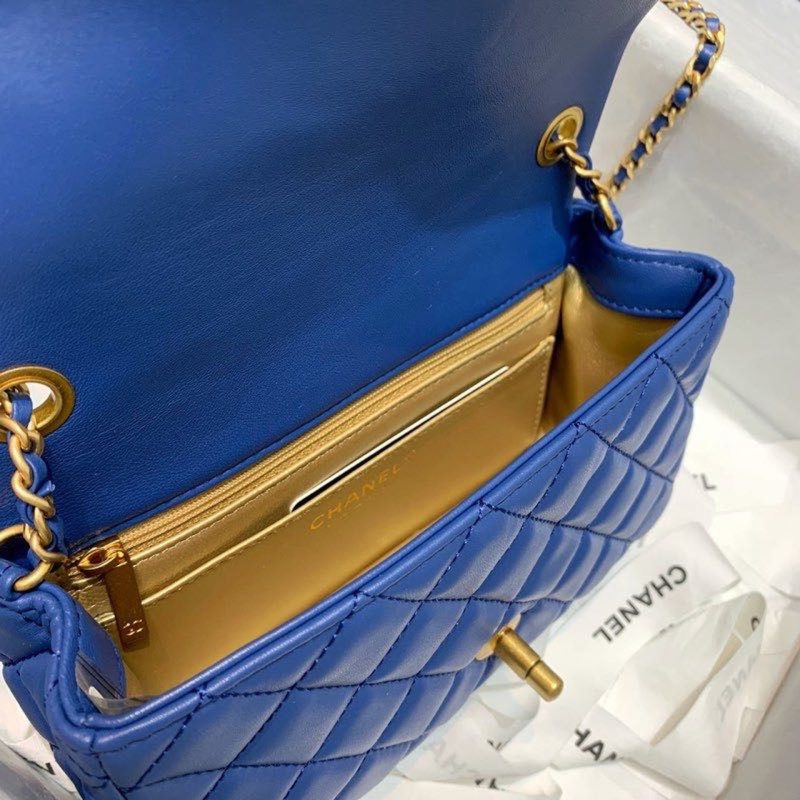 CHLFlap Bag With CHLBall On Strap Blue For Women, Women’s Handbags, Shoulder And Crossbody Bags 7.8in/20cm AS1787 - Image 10