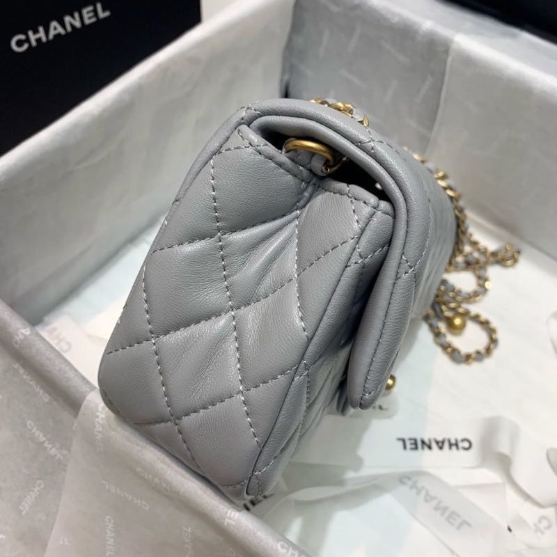 CHLFlap Bag With CHLBall On Strap Grey For Women, Women’s Handbags, Shoulder And Crossbody Bags 7.8in/20cm AS1787 - Image 7