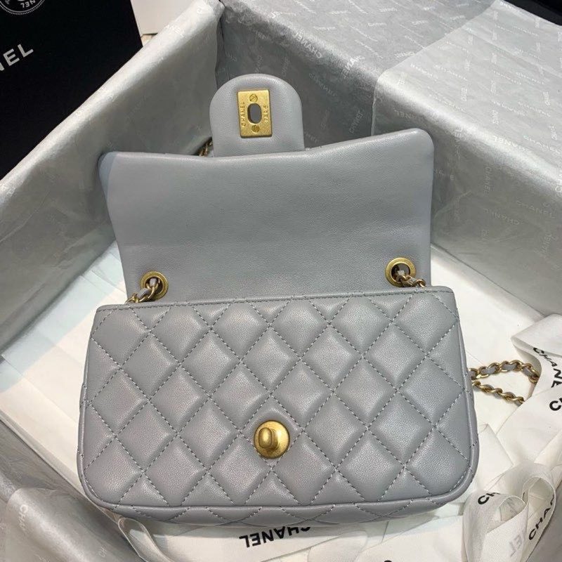 CHLFlap Bag With CHLBall On Strap Grey For Women, Women’s Handbags, Shoulder And Crossbody Bags 7.8in/20cm AS1787 - Image 8