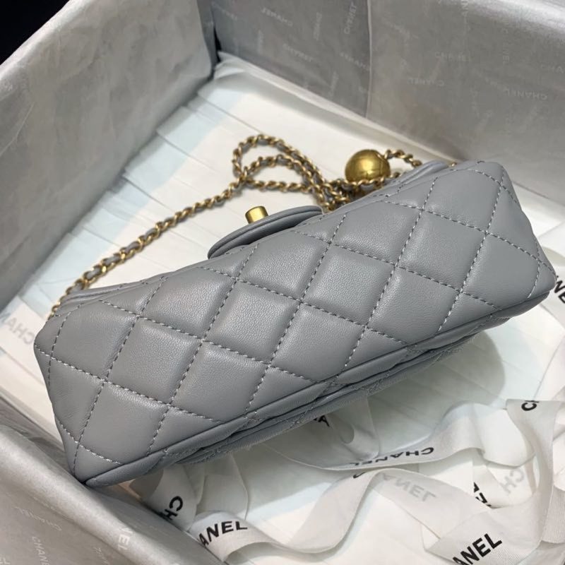 CHLFlap Bag With CHLBall On Strap Grey For Women, Women’s Handbags, Shoulder And Crossbody Bags 7.8in/20cm AS1787 - Image 10
