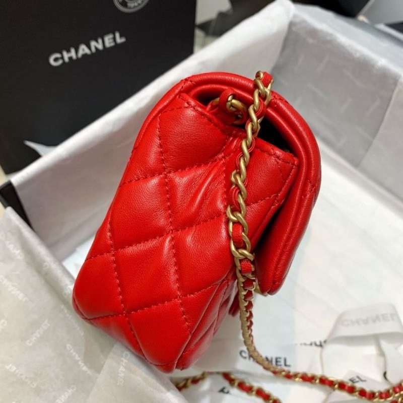 CHLFlap Bag With CHLBall On Strap Red For Women, Women’s Handbags, Shoulder And Crossbody Bags 7.8in/20cm AS1787 - Image 8