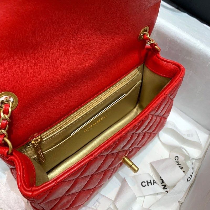 CHLFlap Bag With CHLBall On Strap Red For Women, Women’s Handbags, Shoulder And Crossbody Bags 7.8in/20cm AS1787 - Image 5