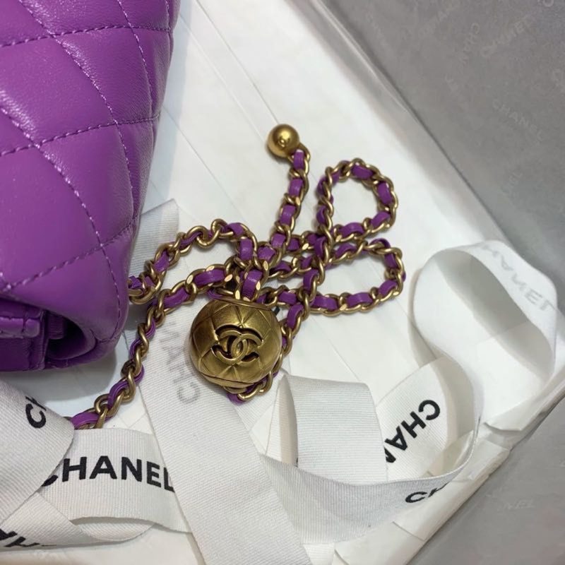 CHLFlap Bag With CHLBall On Strap Purple For Women, Women’s Handbags, Shoulder And Crossbody Bags 7.8in/20cm AS1787 - Image 5