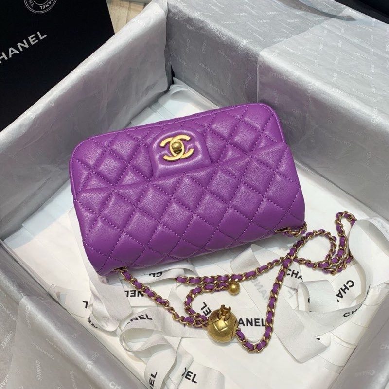 CHLFlap Bag With CHLBall On Strap Purple For Women, Women’s Handbags, Shoulder And Crossbody Bags 7.8in/20cm AS1787 - Image 8