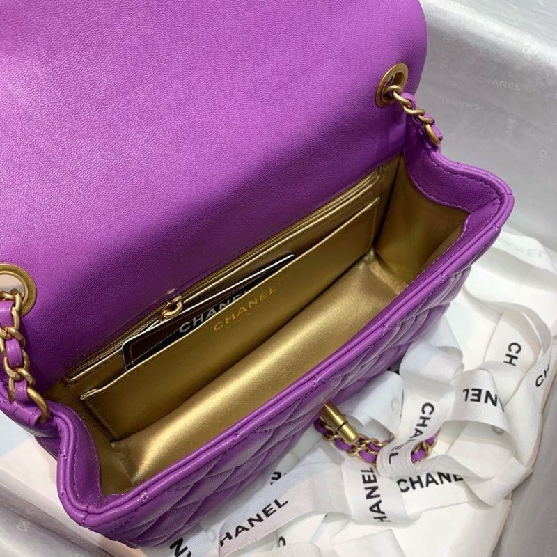 CHLFlap Bag With CHLBall On Strap Purple For Women, Women’s Handbags, Shoulder And Crossbody Bags 7.8in/20cm AS1787 - Image 9