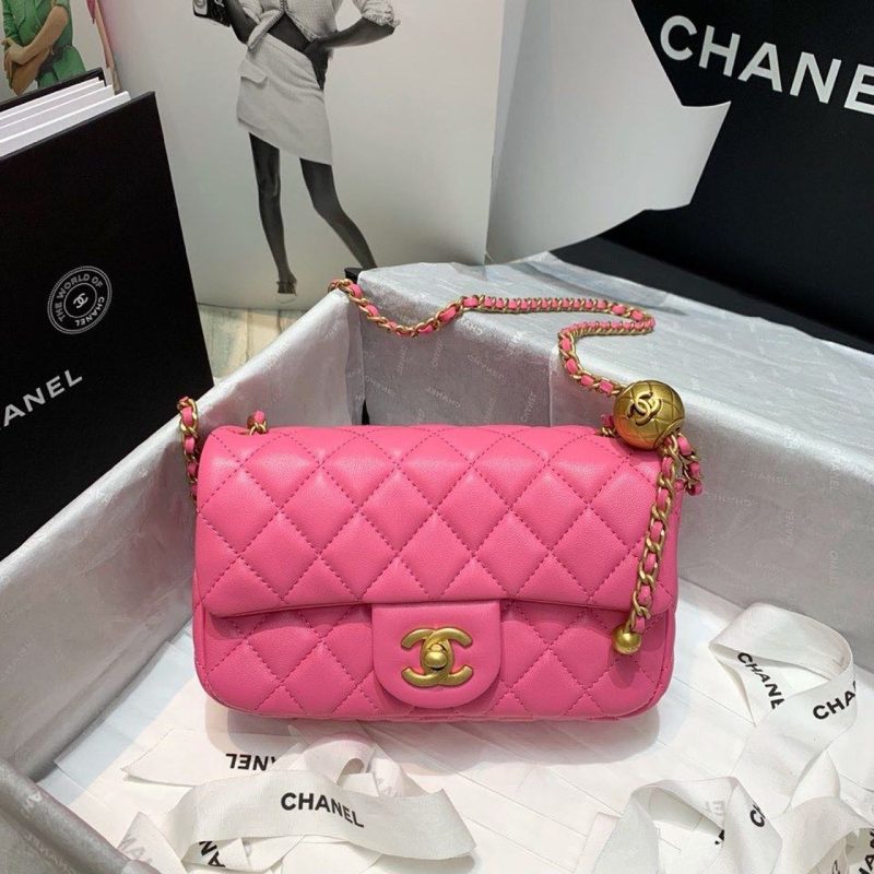 CHLFlap Bag With CHLBall On Strap PiNike For Women, Women’s Handbags, Shoulder And Crossbody Bags 7.8in/20cm AS1787 - Image 2