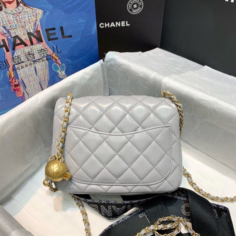 CHL Classic Flap With Chain With CHL Details On Strap Bag 17cm/7inch Gold Hardware Grey - Image 3