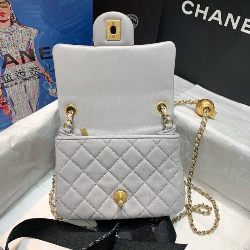 CHL Classic Flap With Chain With CHL Details On Strap Bag 17cm/7inch Gold Hardware Grey - Image 7