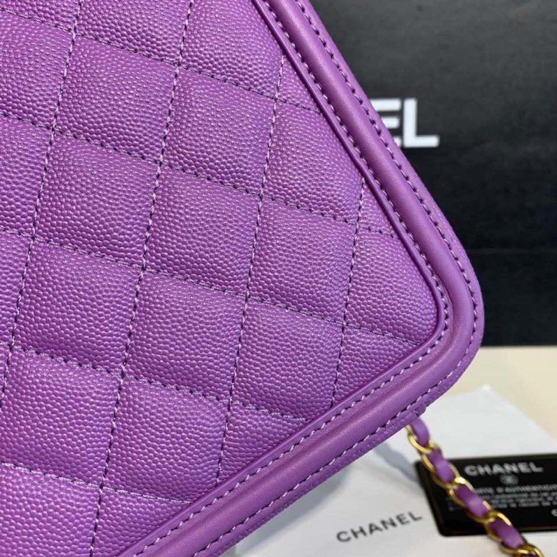 CHL Filigree Vanity Case Bag 20cm Gold Toned Hardware Caviar Leather Spring/Summer Act 1 Collection, Purple - Image 6