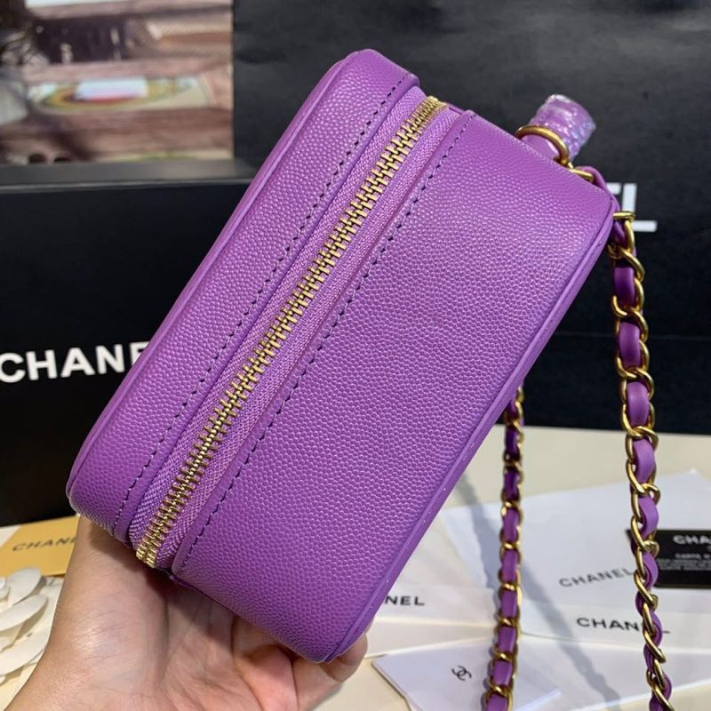 CHL Filigree Vanity Case Bag 20cm Gold Toned Hardware Caviar Leather Spring/Summer Act 1 Collection, Purple - Image 3