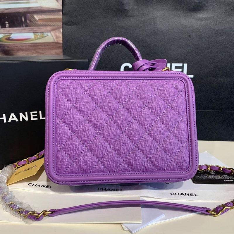 CHL Filigree Vanity Case Bag 20cm Gold Toned Hardware Caviar Leather Spring/Summer Act 1 Collection, Purple - Image 5