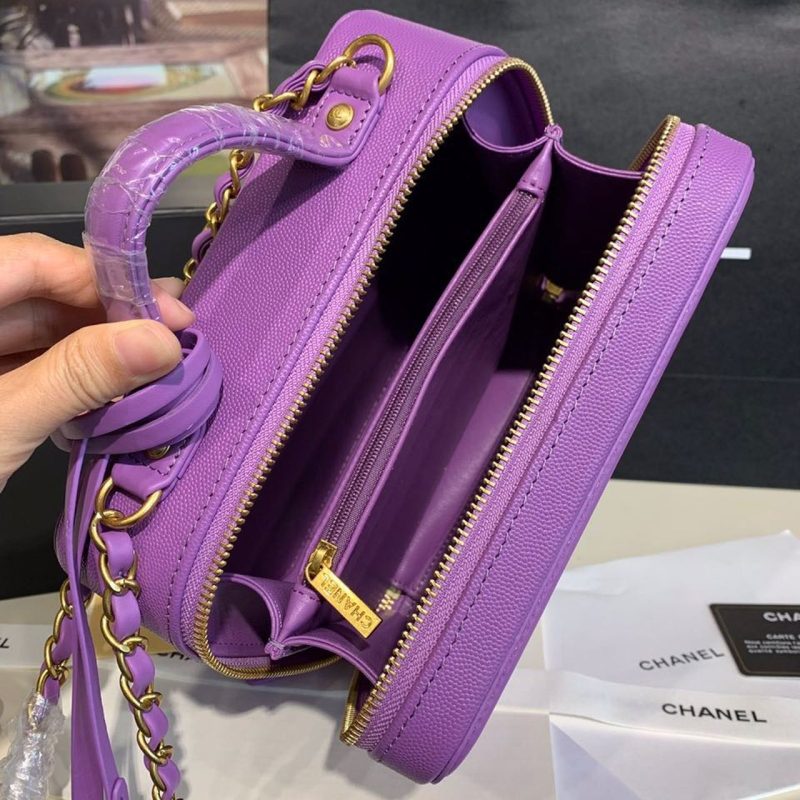 CHL Filigree Vanity Case Bag 20cm Gold Toned Hardware Caviar Leather Spring/Summer Act 1 Collection, Purple - Image 9