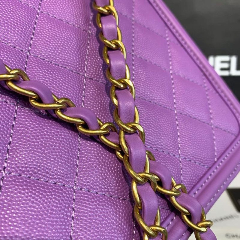 CHL Filigree Vanity Case Bag 20cm Gold Toned Hardware Caviar Leather Spring/Summer Act 1 Collection, Purple - Image 10