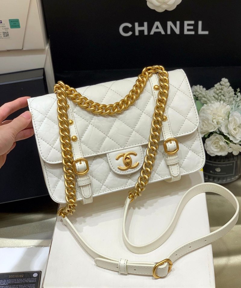 CHL Co Co Shoulder Bag Gold Chain White For Women 9.8in/25cm - Image 3