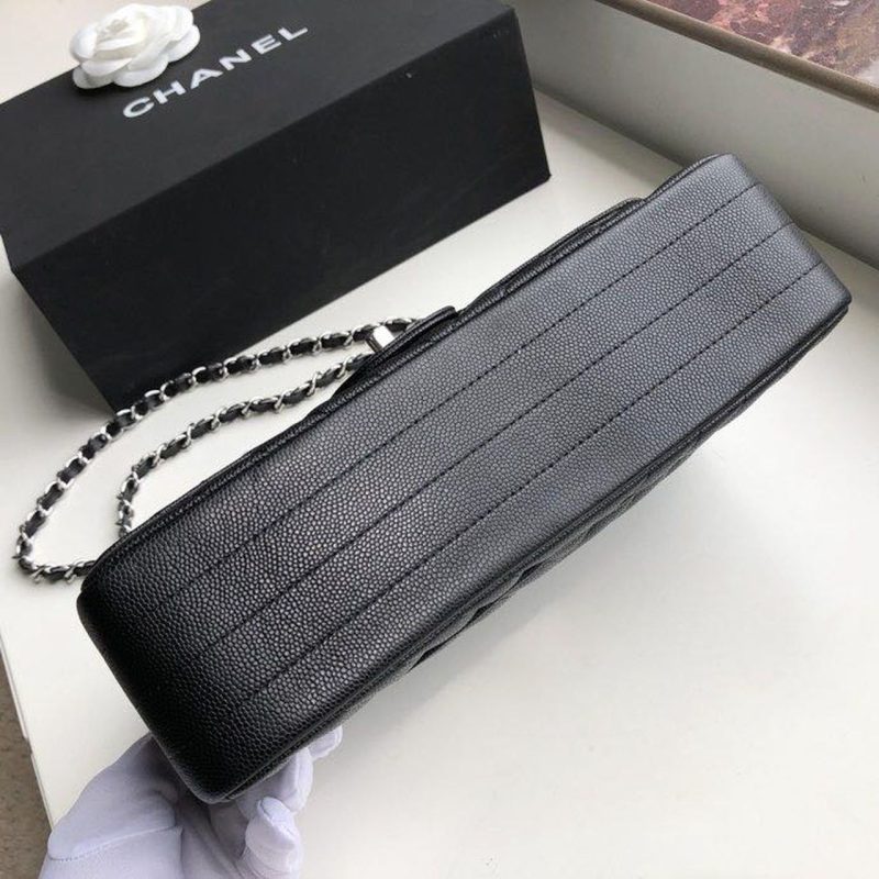 CHL Chevron Classic Handbag Silver Hardware Black For Women, Women’s Bags, Shoulder And Crossbody Bags 10.2in/26cm - Image 5