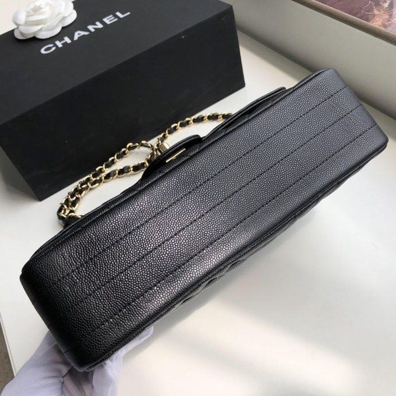 CHL Chevron Classic Handbag Gold Toned Hardware Black For Women, Women’s Bags, Shoulder And Crossbody Bags 10.2in/26cm - Image 6
