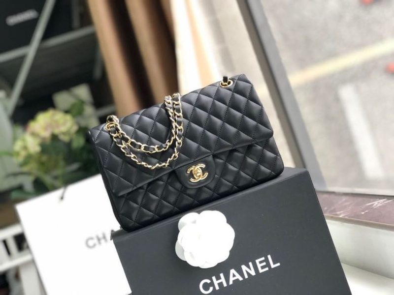 CHL Classic Handbag Gold Toned Hardware Black For Women, Women’s Bags, Shoulder And Crossbody Bags 10.2in/26cm A01112 - Image 2