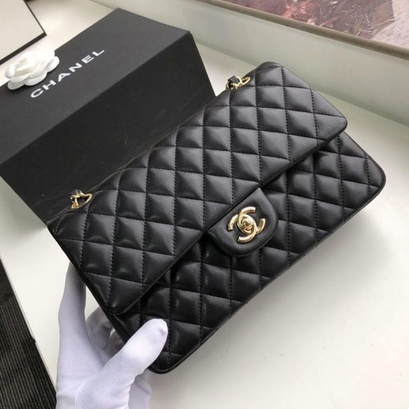 CHL Classic Handbag Gold Toned Hardware Black For Women, Women’s Bags, Shoulder And Crossbody Bags 10.2in/26cm A01112 - Image 3